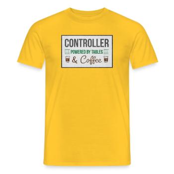 Contrôleur alimenté par tables et café - T-shirt homme - jaune - Devant - AI Model Male 178 dark (178cm)