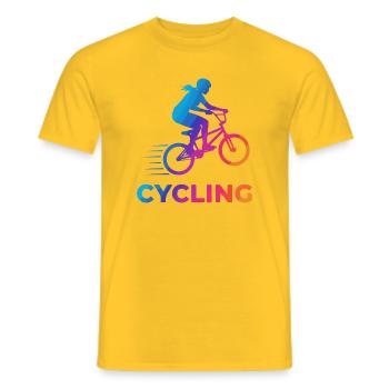 BMX Girl Cyclist Silhouette Gradient - Men's T-Shirt - yellow - Front - AI Model Male 178 dark (178cm)