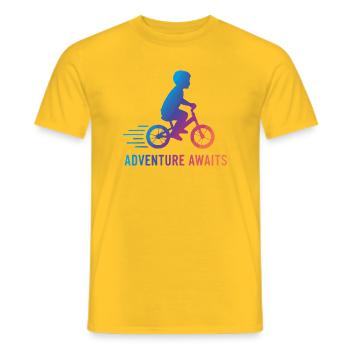 Bike Adventure Awaits Kid Bicycle - Men's T-Shirt - yellow - Front - AI Model Male 178 dark (178cm)