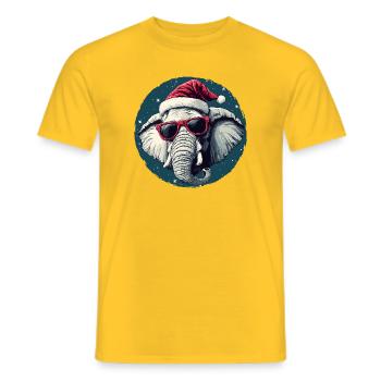 Elephant Santa with sunglasses - Men's T-Shirt - yellow - Front - AI Model Male 178 dark (178cm)