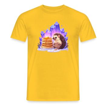 Hérisson avec des pancakes et des cristaux - T-shirt homme - jaune - Devant - AI Model Male 178 dark (178cm)