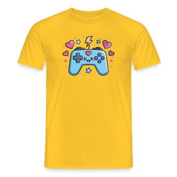 Kawaii Game Controller Herz Design - Männer T-Shirt - Gelb - Vorne - AI Model Male 178 dark (178cm)