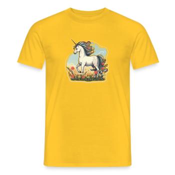 Licorne dans le champ de soleil - T-shirt homme - jaune - Devant - AI Model Male 178 dark (178cm)