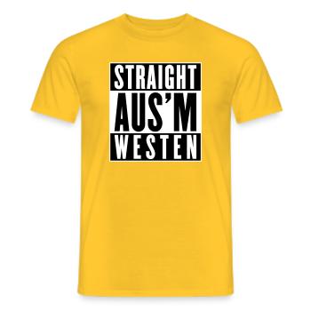 Straight aus'm Westen (Farben änderbar) - Männer T-Shirt - Gelb - Vorne - AI Model Male 178 dark (178cm)