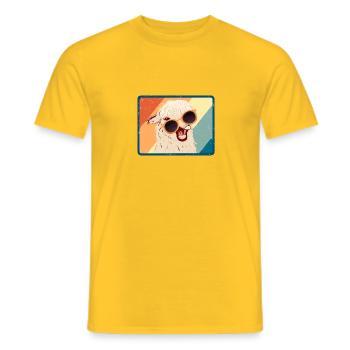 Llama alpaga rétro drôle  - T-shirt homme - jaune - Devant - AI Model Male 178 dark (178cm)
