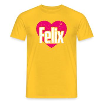 I Love Felix Pink Heart I Love Felix - Men's T-Shirt - yellow - Front - AI Model Male 178 dark (178cm)