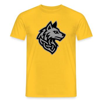 Wolf Kopf Wikinger - Männer T-Shirt - Gelb - Vorne - AI Model Male 178 dark (178cm)