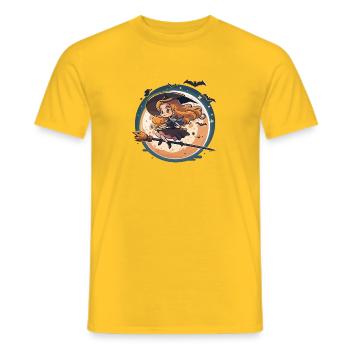 Mondlicht-Hexe auf Besen - Männer T-Shirt - Gelb - Vorne - AI Model Male 178 dark (178cm)
