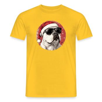 Cooler Hund im Santa Look - Männer T-Shirt - Gelb - Vorne - AI Model Male 178 dark (178cm)