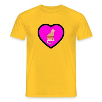 Cat - Men's T-Shirt - yellow - Front - AI Model Male 178 dark (178cm)
