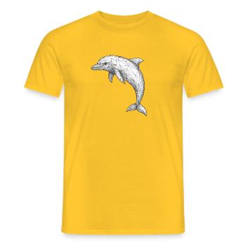 Geometrischer Polygon-Delfin - Männer T-Shirt - Gelb - Vorne - AI Model Male 178 dark (178cm)