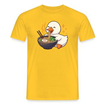 Goose with noodles ramen kawaii goose - Men's T-Shirt - yellow - Front - AI Model Male 178 dark (178cm)