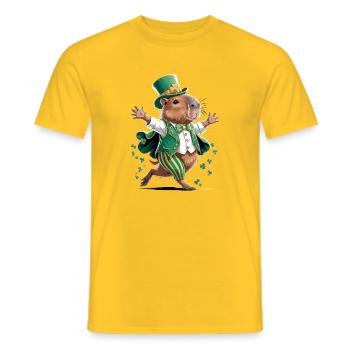Leprechaun Hamster Festive Print - Men's T-Shirt - yellow - Front - AI Model Male 178 dark (178cm)