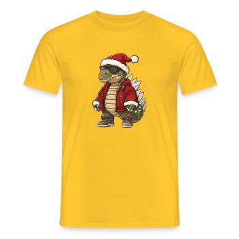 Dinosaurier stegosaurus Weihnachten Winter - Männer T-Shirt - Gelb - Vorne - AI Model Male 178 dark (178cm)