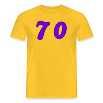 70. 70 YEARS. 70th ANNIVERSARY. 70 YEARS ANNIVERSARY. - Men's T-Shirt - yellow - Front - AI Model Male 178 dark (178cm)