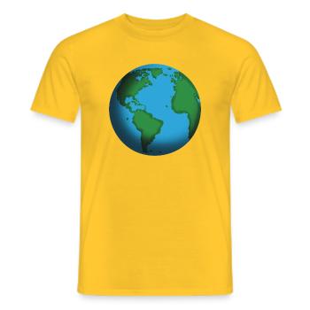 Earth Globe Teal Icon - Men's T-Shirt - yellow - Front - AI Model Male 178 dark (178cm)