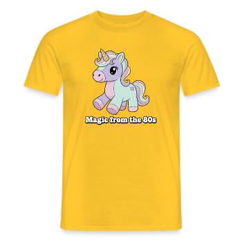 Unicorn Retro 80s Flair - Men's T-Shirt - yellow - Front - AI Model Male 178 dark (178cm)