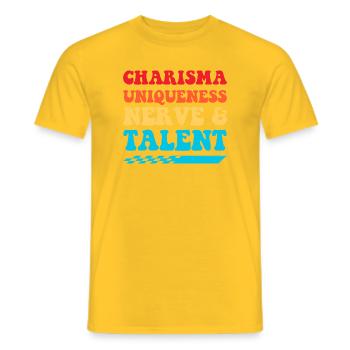 Charisme, Unicité, Nerfs & Talent - T-shirt homme - jaune - Devant - AI Model Male 178 dark (178cm)