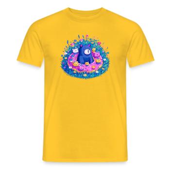 Baigner des ours dans la mer de fleurs - T-shirt homme - jaune - Devant - AI Model Male 178 dark (178cm)