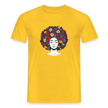 Flower Afro – Black History Melanin Pride - Men's T-Shirt - yellow - Front - AI Model Male 178 dark (178cm)