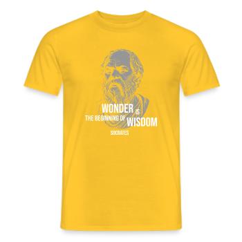 Socrates Wonder Quote Tee - Men's T-Shirt - yellow - Front - AI Model Male 178 dark (178cm)