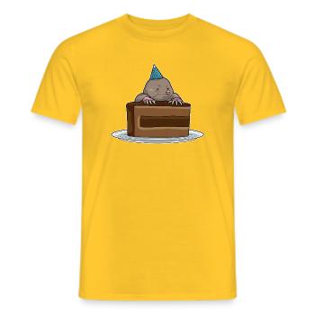 Gâteau d’anniversaire en taupe - T-shirt homme - jaune - Devant - AI Model Male 178 dark (178cm)