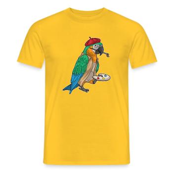 Parrot Painter Brush Painting - Men's T-Shirt - yellow - Front - AI Model Male 178 dark (178cm)