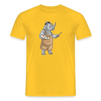 Rhinoceros Painter Brush Painting - Men's T-Shirt - yellow - Front - AI Model Male 178 dark (178cm)