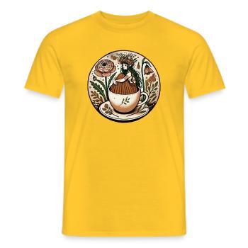 Floral Teacup Maiden - Men's T-Shirt - yellow - Front - AI Model Male 178 dark (178cm)