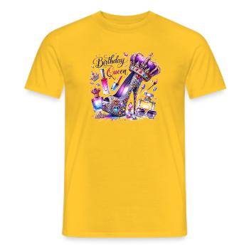Birthday Queen High Heel Krone Glitzer Geburtstag - Männer T-Shirt - Gelb - Vorne - AI Model Male 178 dark (178cm)