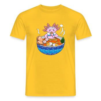 Cute Axolotl Ramen Kawaii Japanese Noodle Food Pet - Men's T-Shirt - yellow - Front - AI Model Male 178 dark (178cm)