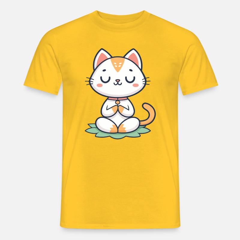 Meditativer Zen-Chat - Männer T-Shirt - Gelb