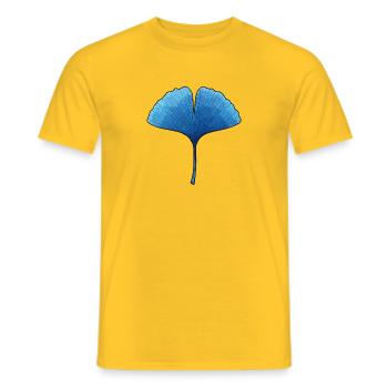 Ginkgo Blue Leaf Silhouette - Men's T-Shirt - yellow - Front - AI Model Male 178 dark (178cm)