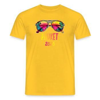 Phuket 2026 Tropical Sunglasses - Men's T-Shirt - yellow - Front - AI Model Male 178 dark (178cm)