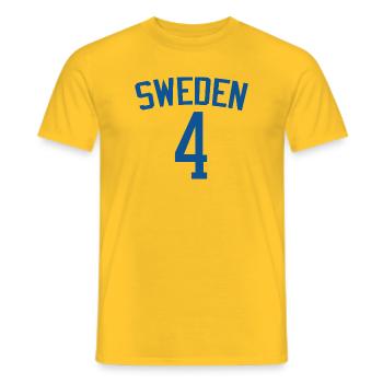 Sweden 4 – Sports Design - Men's T-Shirt - yellow - Front - AI Model Male 178 dark (178cm)