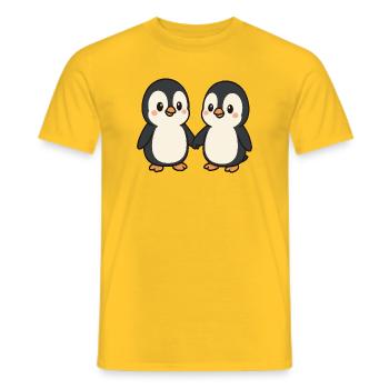 Two penguins holding hands - Men's T-Shirt - yellow - Front - AI Model Male 178 dark (178cm)