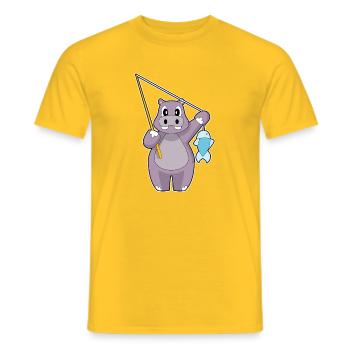 Pêche au poisson hippopotame pêcheur - T-shirt homme - jaune - Devant - AI Model Male 178 dark (178cm)