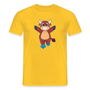Stier Eislaufen Schlittschuhe Wintersport - Men's T-Shirt - yellow - Front - AI Model Male 178 dark (178cm)