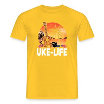 Vie au ukulélé hawaïen uke uke - T-shirt homme - jaune - Devant - AI Model Male 178 dark (178cm)