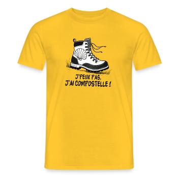 Hiking Shoe Shell of Compostela - Men's T-Shirt - yellow - Front - AI Model Male 178 dark (178cm)