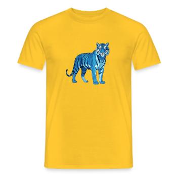 Geometrischer BlauTiger Polygon - Männer T-Shirt - Gelb - Vorne - AI Model Male 178 dark (178cm)
