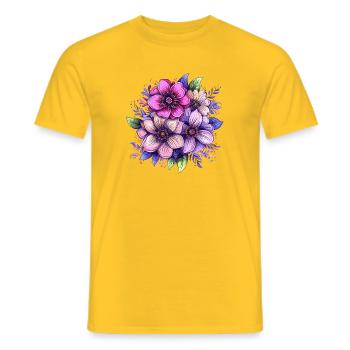 Neonblumenstrauß im Aquarellstil - Männer T-Shirt - Gelb - Vorne - AI Model Male 178 dark (178cm)