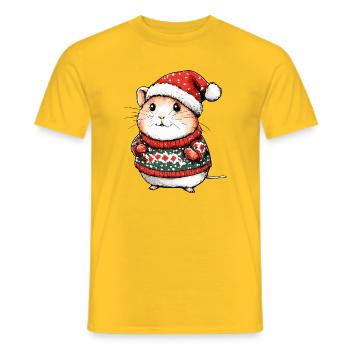 Hamster Christmas Xmas - Men's T-Shirt - yellow - Front - AI Model Male 178 dark (178cm)