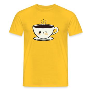 Smile Coffee Mug - Men's T-Shirt - yellow - Front - AI Model Male 178 dark (178cm)