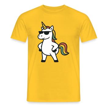 Cool Sunglasses Unicorn with Confident Pose Art - Men's T-Shirt - yellow - Front - AI Model Male 178 dark (178cm)