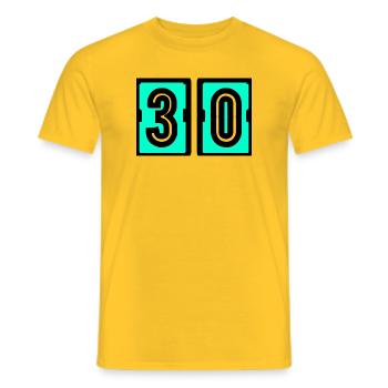 30. 30 ANS. 30e ANNIVERSAIRE. ANNIVERSAIRE 30 ANS. - T-shirt homme - jaune - Devant - AI Model Male 178 dark (178cm)