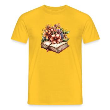 Flowers in an open book - Men's T-Shirt - yellow - Front - AI Model Male 178 dark (178cm)