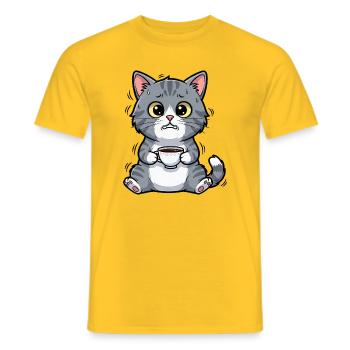 Sweet Cat Coffee Caffeine Early Bird Morning - Men's T-Shirt - yellow - Front - AI Model Male 178 dark (178cm)