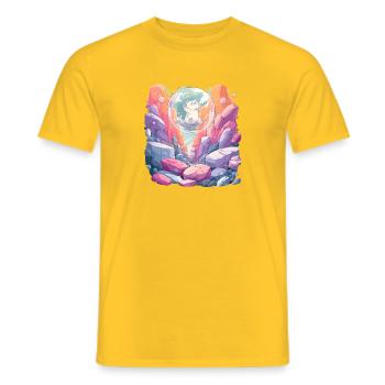 Boule de chat dans la montagne de couleurs - T-shirt homme - jaune - Devant - AI Model Male 178 dark (178cm)