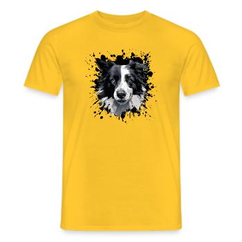 Graustufen Border Collie Porträt - Männer T-Shirt - Gelb - Vorne - AI Model Male 178 dark (178cm)
